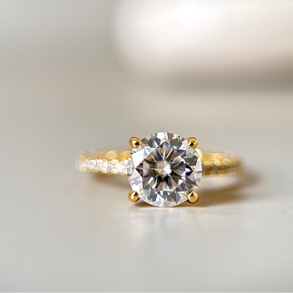 Jewelry - 2ct S925 Moissanite Ring Hidden Halo Engagement Ring Sterling Silver 14k Plated